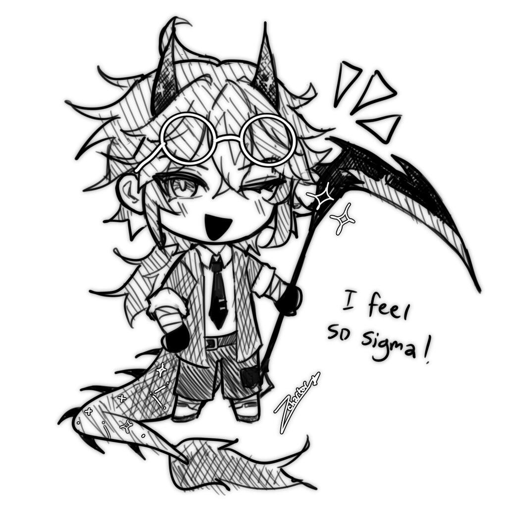 Chibi fullbody - hatched clean sketch